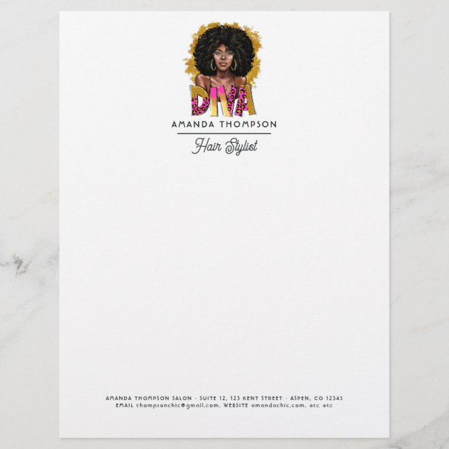 Papel Timbrado Salão de Cabelos Afro Diva (Frente)