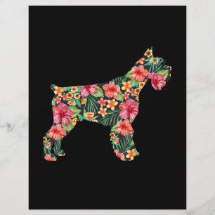 Papel Timbrado Schnauzer Flower Funny Dog Silhuette Floral Gifts
