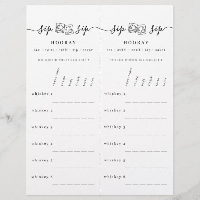 Papel Timbrado Scorecard de Classificação de Provandos Whiskey (Frente)