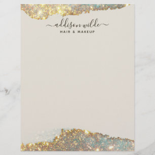 Papel Timbrado Script de Assinatura Holográfico Moderno Glam Glit