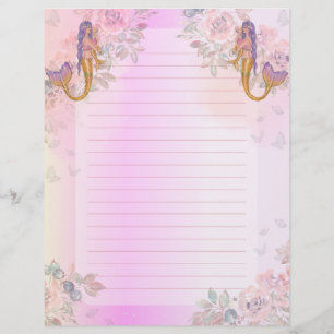 Papel Timbrado Sereia com arte bebê por Renee Lavoie