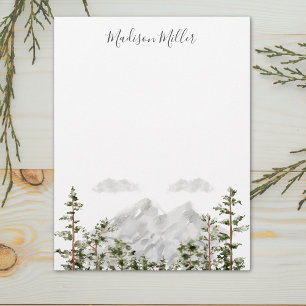Papel Timbrado Serrafina Monogramada Aquarela Montanha e Floresta