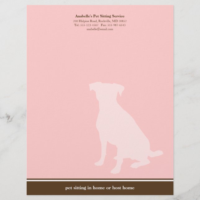 Papel Timbrado Serviço personalizado de pet sitting canino rosa m (Frente)