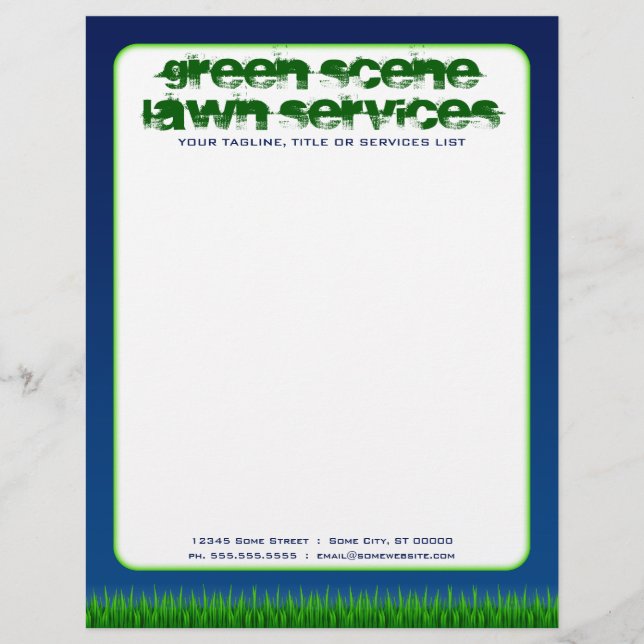 Papel Timbrado serviços de gramado cenário verde (Frente)