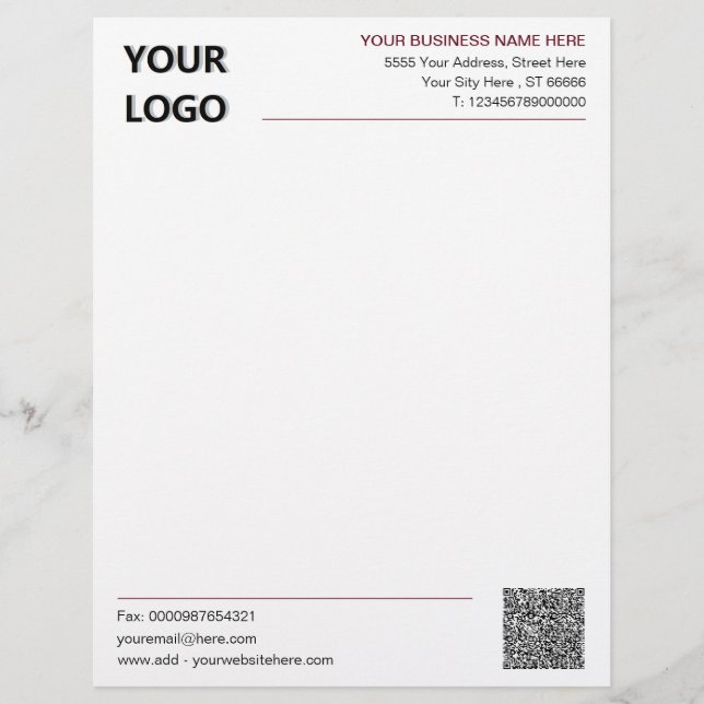 Papel Timbrado Seu código QR e logotipo Alfabetização Personaliza (Frente)