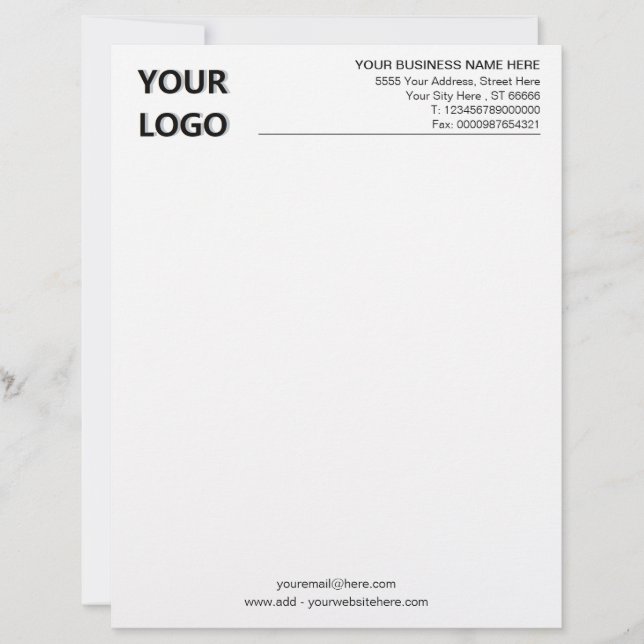 Papel Timbrado Seu exemplo Design Business Letterhead com o logot (Frente)