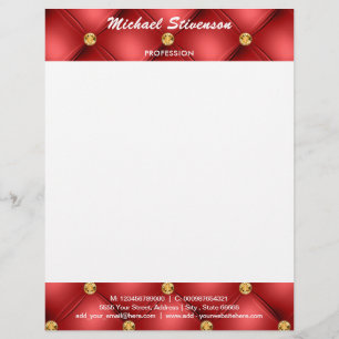 Papel Timbrado Seu exemplo Design Red Dourado Letterhead