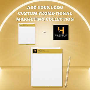 Papel Timbrado Seu Logotipo Personalizado Negócios Ouro