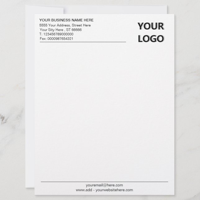 Papel Timbrado Seu Modelo Letterhead Personalizado para Empresa (Frente)