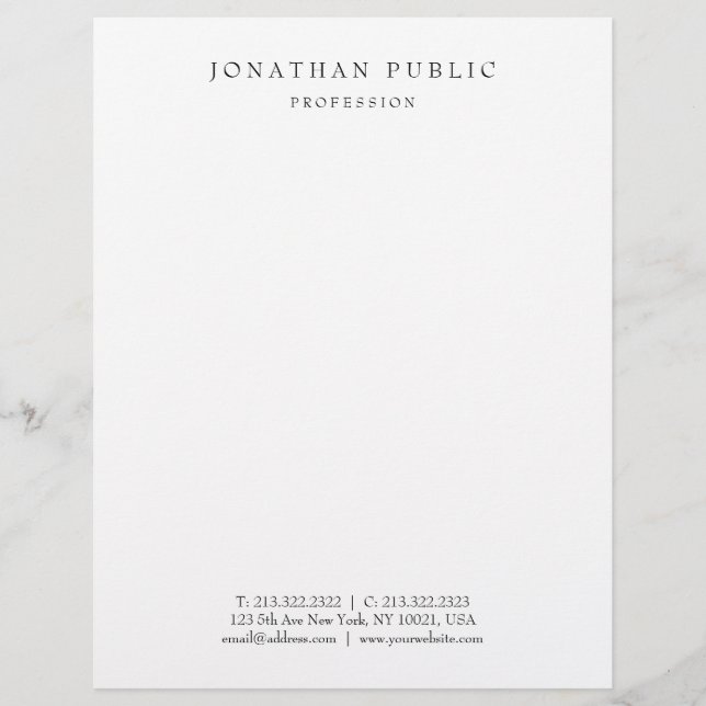 Papel Timbrado Seu modelo simples moderno de texto personalizado  (Frente)