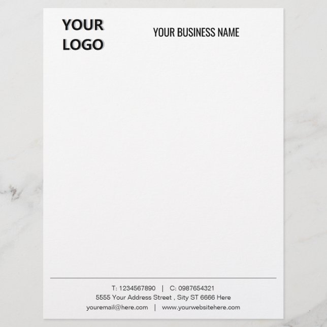 Papel Timbrado Seu nome comercial Endereço Letterhead com Logotip (Frente)