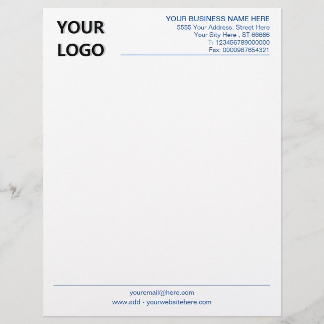 Papel Timbrado Seu nome Logotipo Informações do escritório Letter (Frente)
