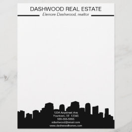 Papel Timbrado Silhueta da Paisagem Urbana Imobiliária