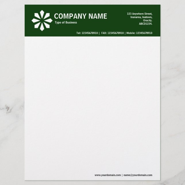 Papel Timbrado Símbolo Art Deco 2in Colour Header - Dk Green 0033 (Frente)
