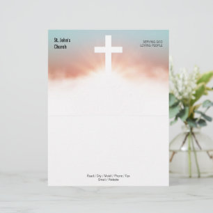 Papel Timbrado Símbolo da Cruz Cristã Dourada Letterhead