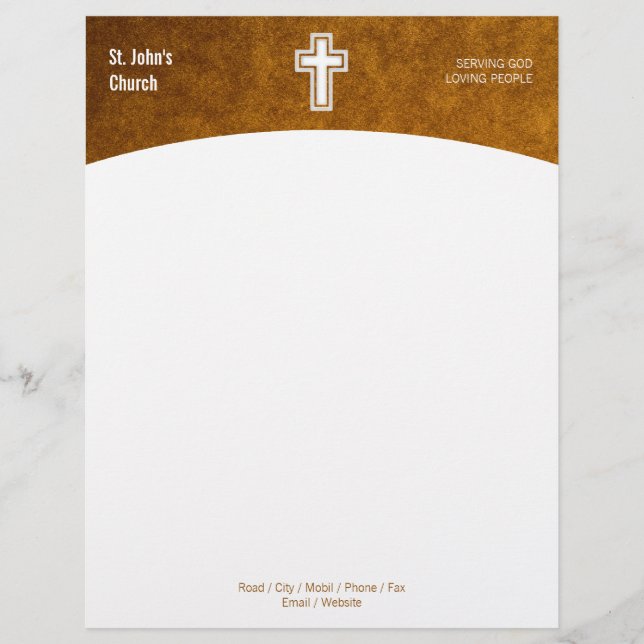 Papel Timbrado Símbolo da Cruz Cristã Dourada Letterhead (Frente)