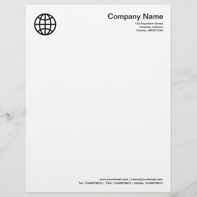 Papel Timbrado Símbolo de Globo - Preto (Frente)