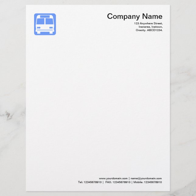 Papel Timbrado Símbolo de Ônibus - Azul Bebê (Frente)