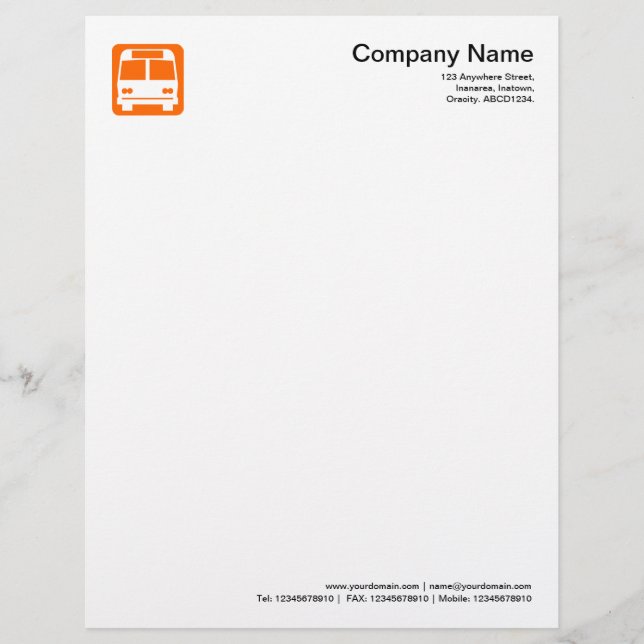 Papel Timbrado Símbolo de Ônibus - Laranja (Frente)