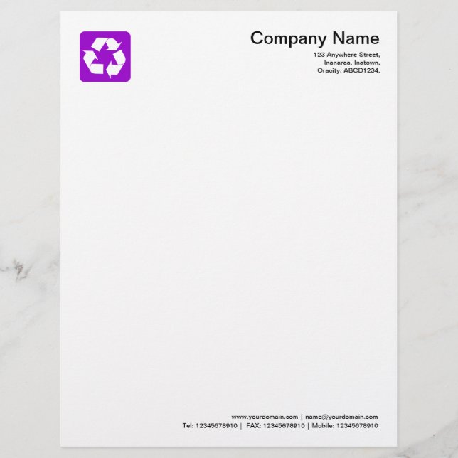 Papel Timbrado Símbolo de Reciclagem - Roxo (Frente)