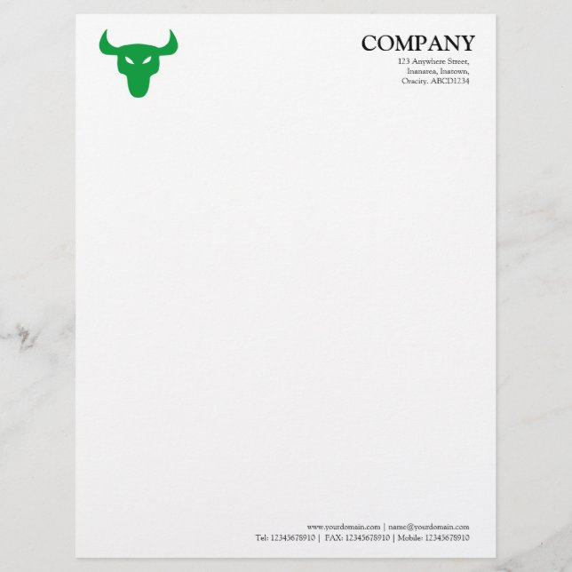 Papel Timbrado Símbolo de Steer Verde - Branco (Frente)