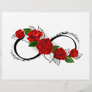 Papel Timbrado Símbolo do Infinito com Rosas Vermelhas