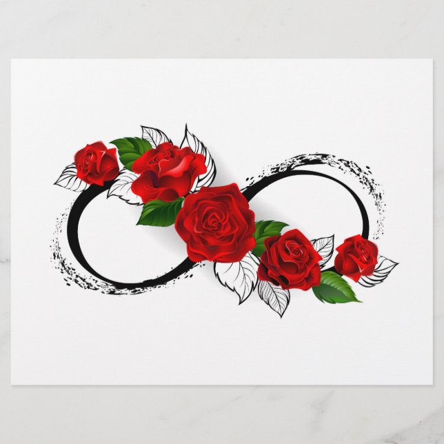 Papel Timbrado Símbolo do Infinito com Rosas Vermelhas (Frente)