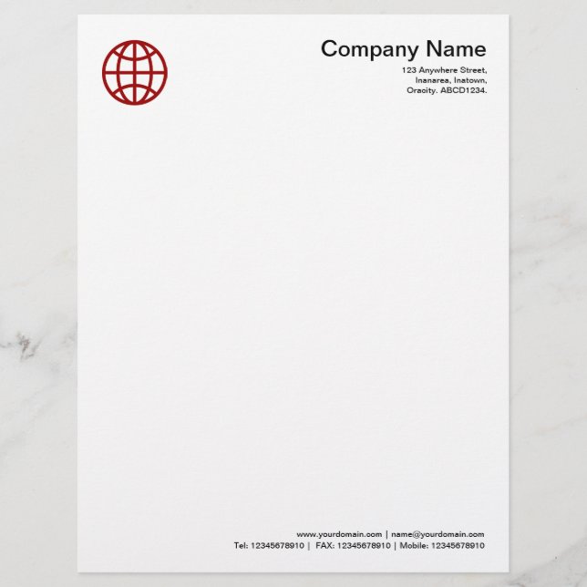 Papel Timbrado Símbolo globo - Ruby Red (Frente)