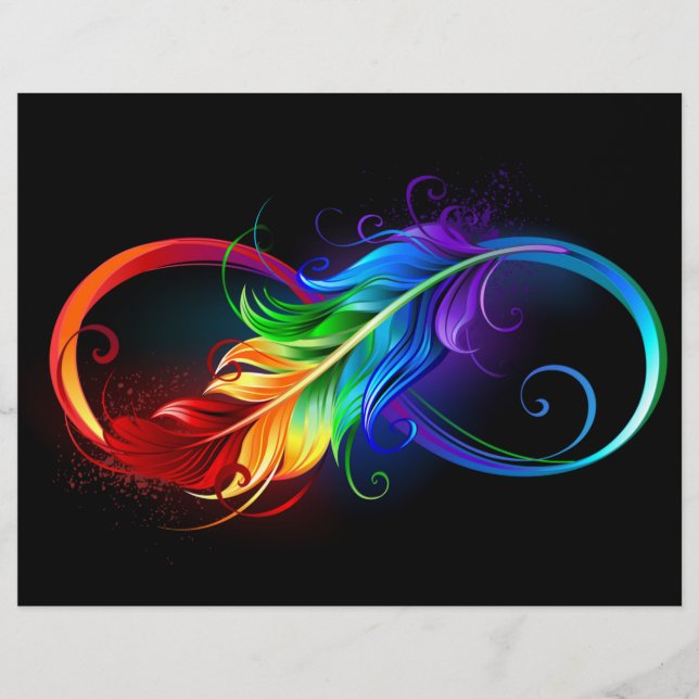 Papel Timbrado Símbolo infinito com pena de arco-íris (Frente)