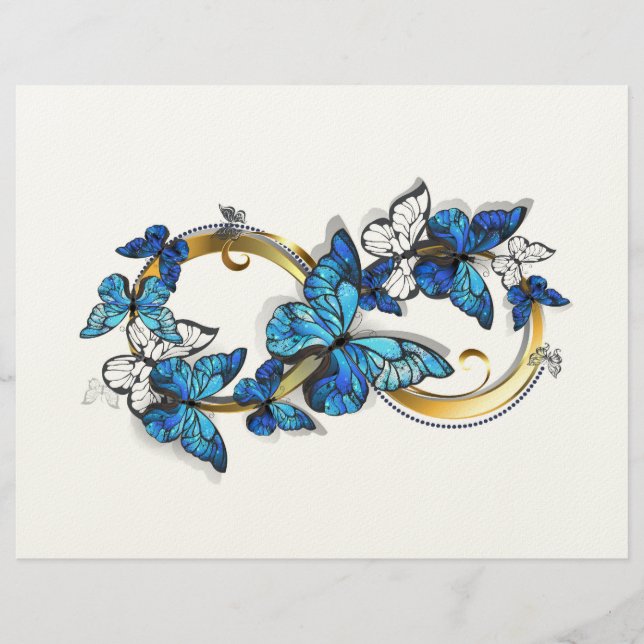 Papel Timbrado Símbolo infinito de borboletas azuis Morpho (Frente)