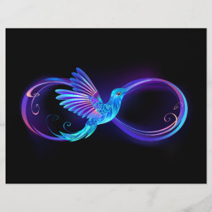 Papel Timbrado Símbolo Neon Infinity com Hummingbird brilhante