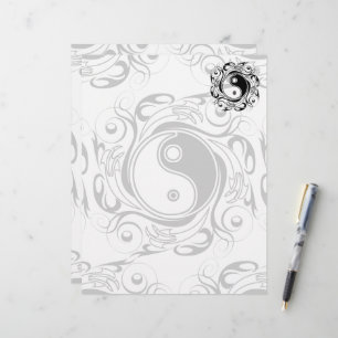Papel Timbrado Símbolo Yin & Yang Preto e Branco no Estilo de Tat
