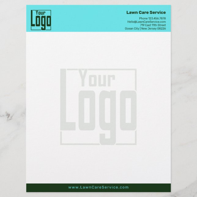 Papel Timbrado Simple Business Logo Blue & Dark Green (Frente)