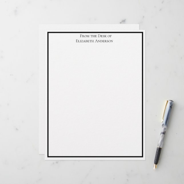 Papel Timbrado Simples Branco Preto Profissional Personalizado (Frente/Verso In Situ)