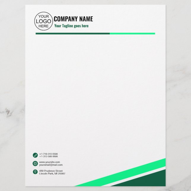 Papel Timbrado Simples elegante verde (Frente)