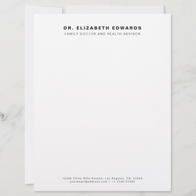 Papel Timbrado Simples Médico Familiar Profissional Minimalista (Frente)
