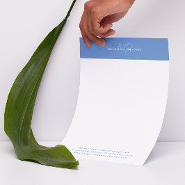 Papel Timbrado Simples Pastel Azul Minimalista Dois Monogramas