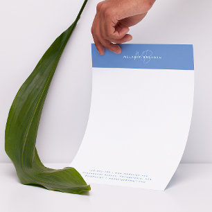 Papel Timbrado Simples Pastel Azul Minimalista Dois Monogramas