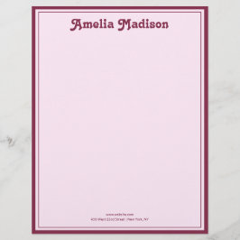 Papel Timbrado Simples Rosa Retro