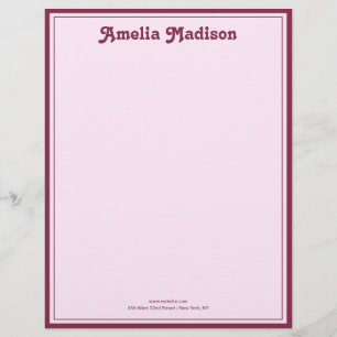 Papel Timbrado Simples Rosa Retro