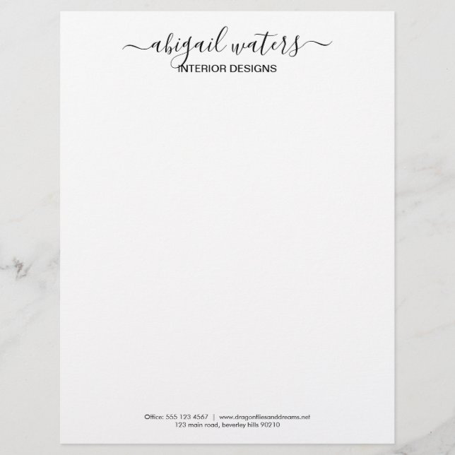 Papel Timbrado Simples Rótulo Manuscrito Elegante para Negócios (Frente)
