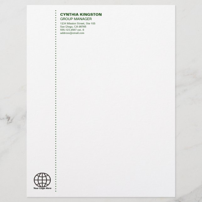 Papel Timbrado Simplesmente profissional verde escuro seu logotip (Frente)