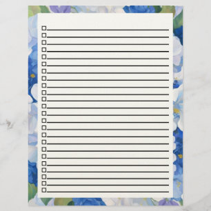 Papel Timbrado Sombras azuis de Florais para Fazer Lista