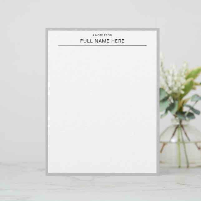 Papel Timbrado Stylish Personalized Letterhead for Thoughtful Mes (Em pé/Frente)