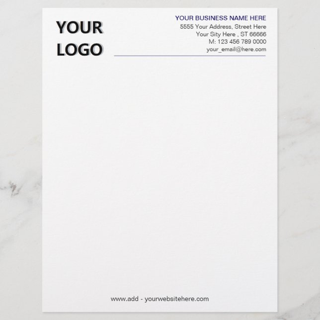 Papel Timbrado Suas cores e Design de fonte com logotipo (Frente)