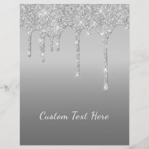 Papel Timbrado Suas gotas de brilho de brilho do texto Silver Col