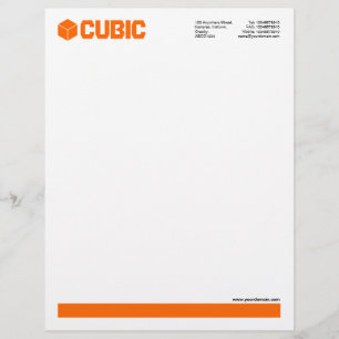 Papel Timbrado Sublinhado (Logotipo do Cubo) - Laranja