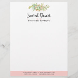 Papel Timbrado Suculentas Desérticas Cacto Boho Aquarela Rústica