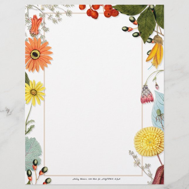 Papel Timbrado Summer Floral Personalizado (Frente)