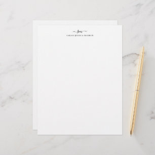 Papel Timbrado Swash inicial de script de cinza com dois monogram